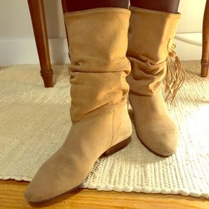 Vintage 1970s Suede Boots with Tassels